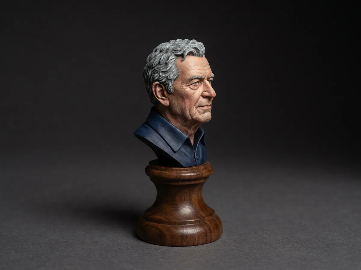 Bust tier — hand-painted portrait bust on a turned base