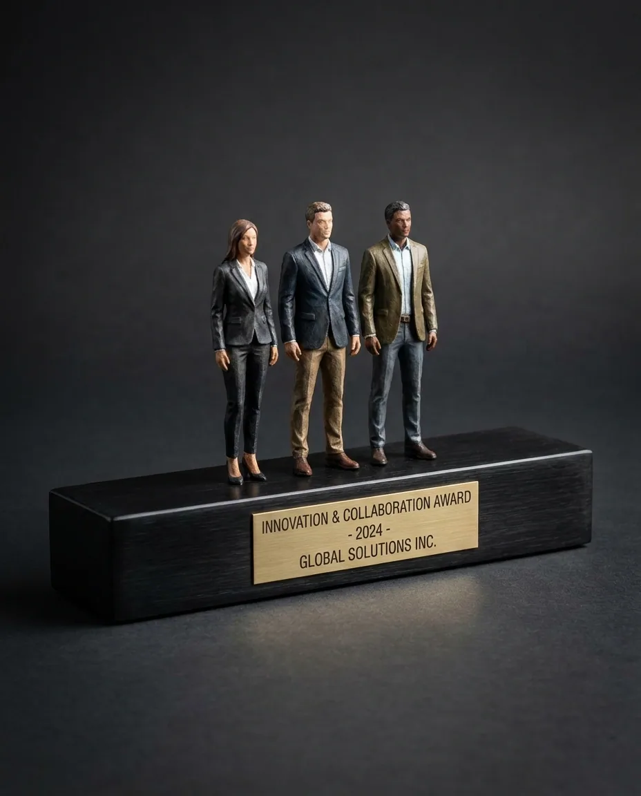 Grouped figure trophy representing a team on one base